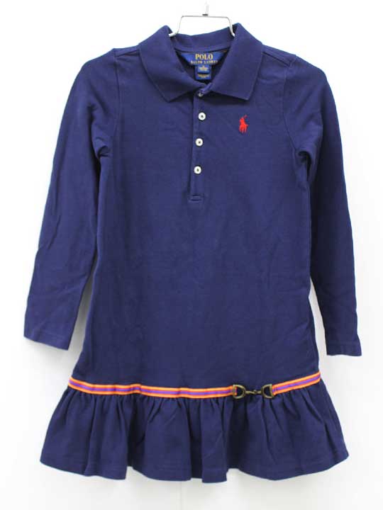 乐天商城 - ラルフローレン 長袖ワンピース 115cm キッズ 女児 紺【中古】▼