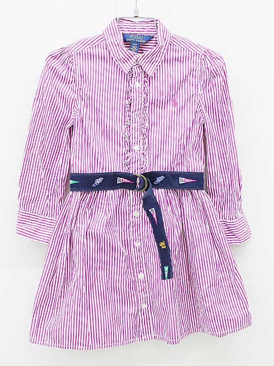 ラルフローレン 長袖ワンピース 110cm キッズ 女児 パープル【中古】▼