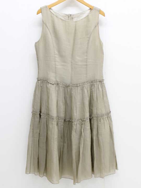 乐天商城 - フォクシーFrench Cheer Dress ティアードワンピース 40 ベージュ【中古】▼