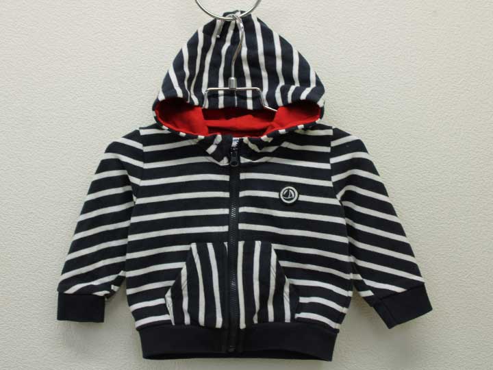 【楽天スーパーSALE!】◇プチバトー/PETIT BATEAU◇74cm パーカー/スウェット 濃紺×白【中古】子供服 キッズ kids ベビー服 baby 男の子 女の子 春秋 409032