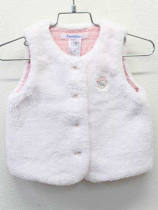 【楽天スーパーSALE!】◇ファミリア/familiar◇80cm ベスト ピンク リバーシブル【中古】子供服 キッズ kids ベビー服 baby 女の子 秋冬 409032