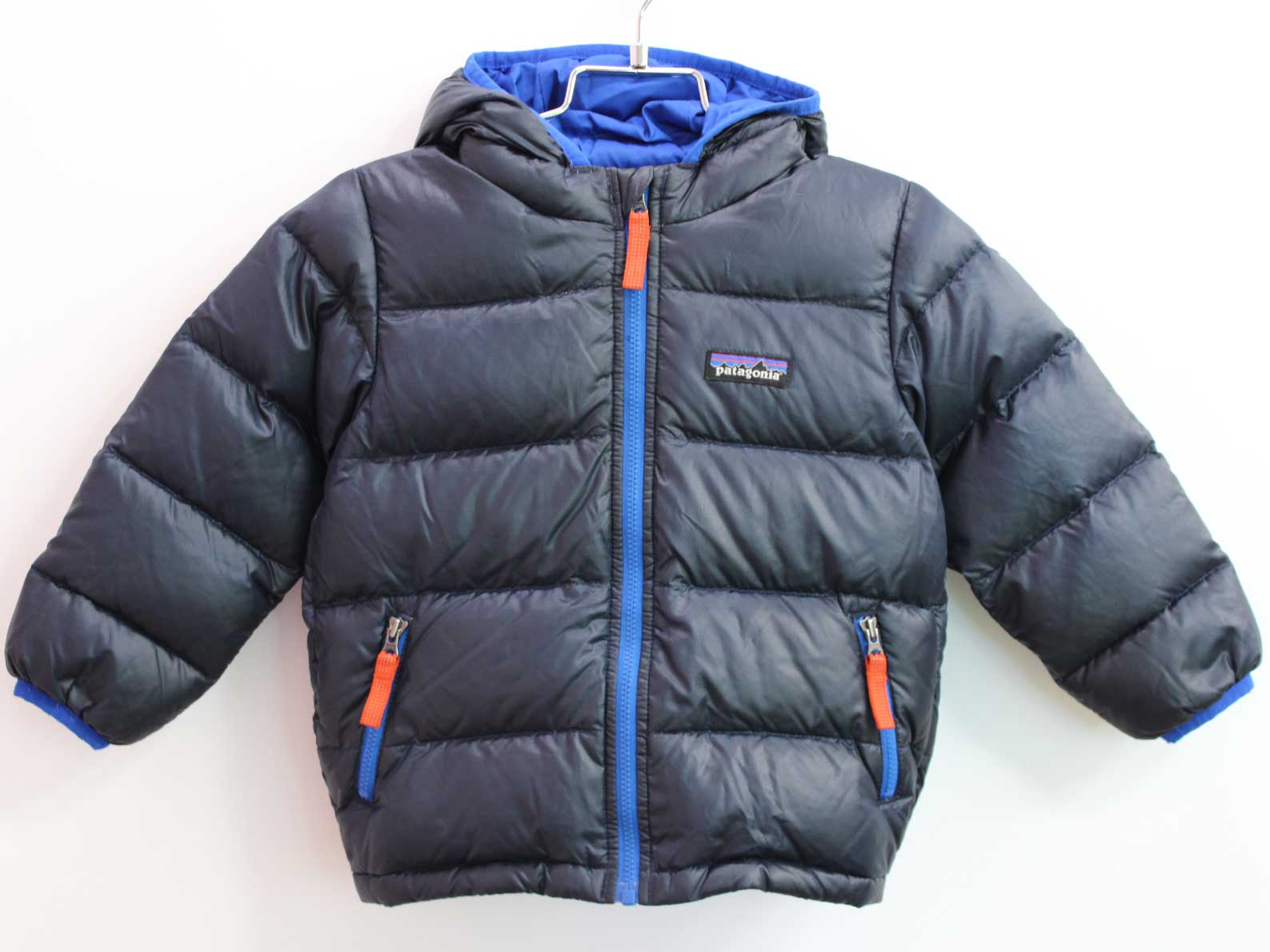 【新規SALE!】◇パタゴニア/Patagonia◇90cm ベビーハイロフトダウンセーターフーディ/ダウンジャケット 濃紺×青【中古】子供服 キッズ kids ベビー服 baby 男の子 冬 801132 otr