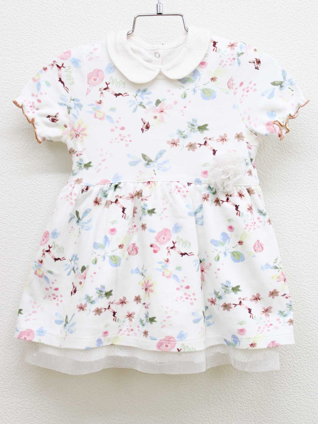 【夏物 新入荷!】◇プチバトー/PETIT BATEAU◇81cm 半袖ワンピース 白系 ロンパース付【中古】子供服 キッズ kids ベビー服 baby 女の子 夏 onepi 324042