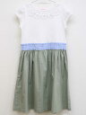 ◇ファミリア/familiar◇130cm 半袖ワンピース 白×カーキ【中古】子供服 キッズ kids 女の子 夏 onepi 615042(4)