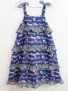 ◇メゾピアノ/mezzo piano◇120cm ノースリーブワンピース/ジャンパースカート 紺×白【中古】子供服 キッズ kids 女の子 春夏 onepi 616042(4)