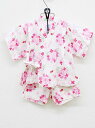 【夏SALE!】◇ミキハウス/MIKIHOUSE◇80cm 甚平 白×ピンク 花柄 あじさい お祭り 花火大会 納涼祭 盆踊り【中古】子供 キッズ kids ベ...