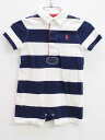 【夏SALE!】◇ラルフローレン/Ralph Lauren◇80cm 半袖カバーオール/ロンパース 紺×白【中古】子供服 キッズ kids ベビー服 baby 男の子 夏 onepi 726042