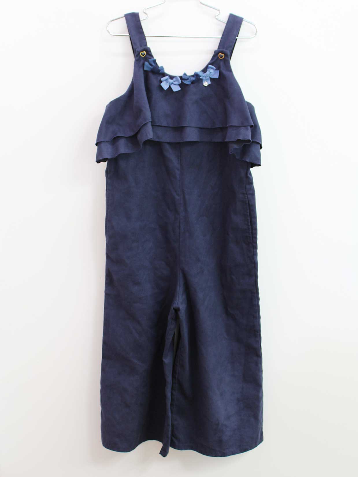 ◇メゾピアノ/mezzo piano◇130cm サロペット/オーバーオール 紺【中古】子供服 キッズ kids 女の子 秋冬..