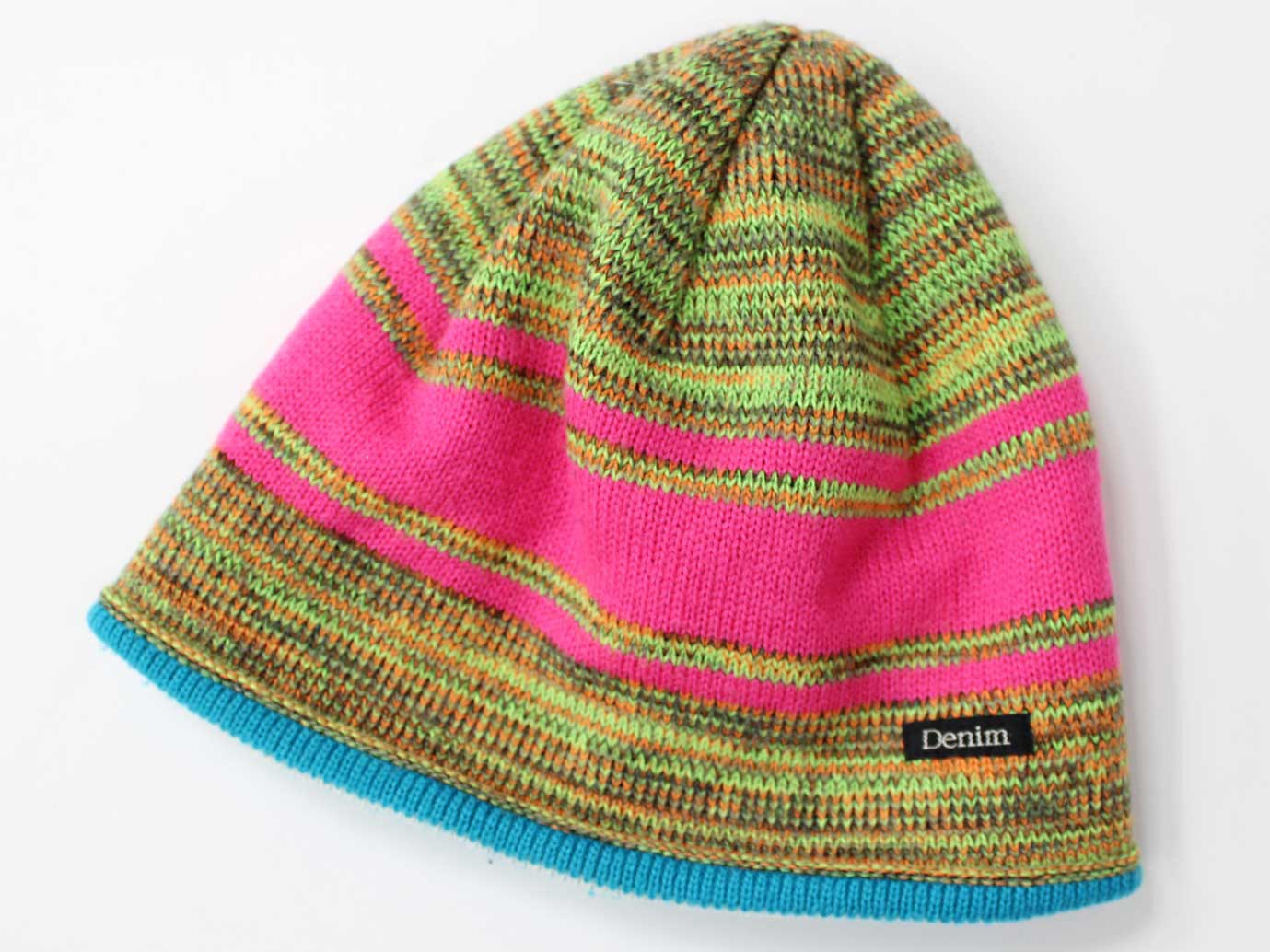 ◇デニム＆ダンガリー/DENIM DUNGAREE/D＆D◇48cm位 ニット帽子 マルチカラー＆水色×白 リバーシブル【中..