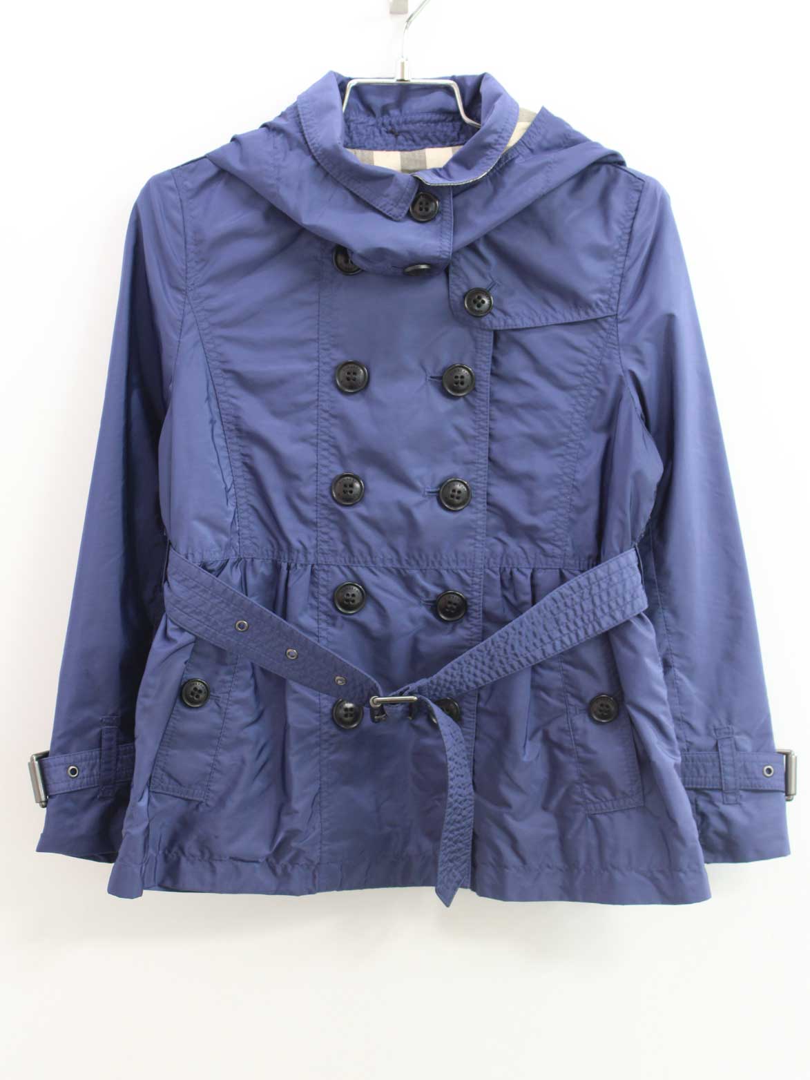 【値下げ!】◇バーバリー/BURBERRY◇116cm ナイロンジャンパー/ナイロンブルゾン/ウィンドブレーカー 紺 フード取外可【中古】子供服 キッズ kids 女の子 春秋 otr 219042