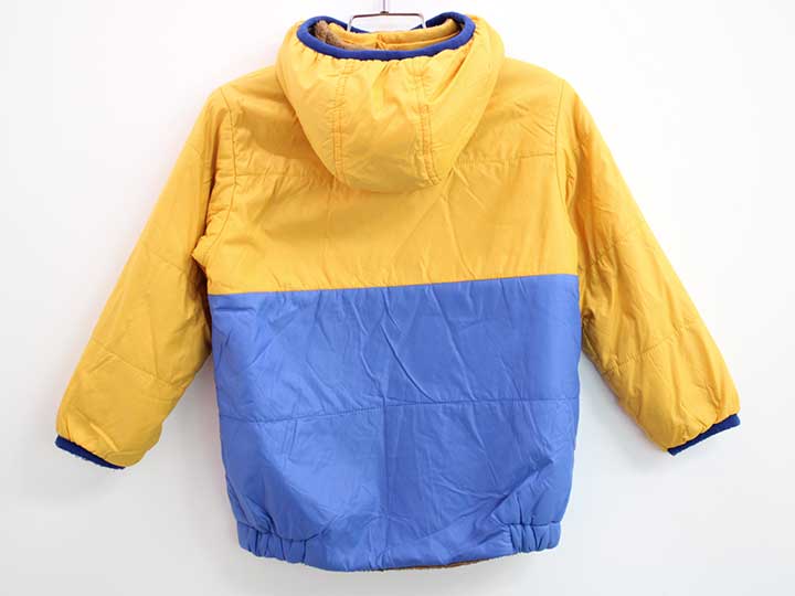 【Fashion THE SALE!】◇ミキハウスダブルB/MIKIHOUSE DOUBLE.B◇100cm 中綿ブルゾン/ジャンパー 黄×青 フード取外可 Bくん【中古】子供服 キッズ kids 男の子 冬 otr 022142 2