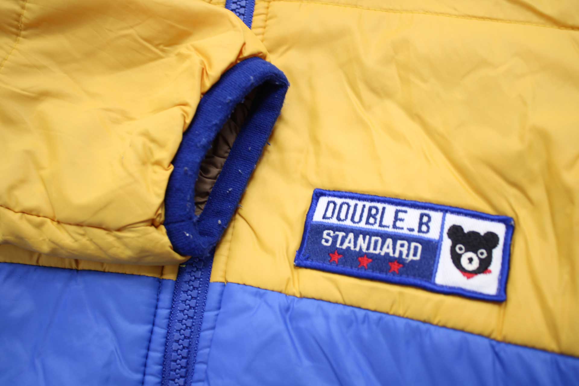 【Fashion THE SALE!】◇ミキハウスダブルB/MIKIHOUSE DOUBLE.B◇100cm 中綿ブルゾン/ジャンパー 黄×青 フード取外可 Bくん【中古】子供服 キッズ kids 男の子 冬 otr 022142 3