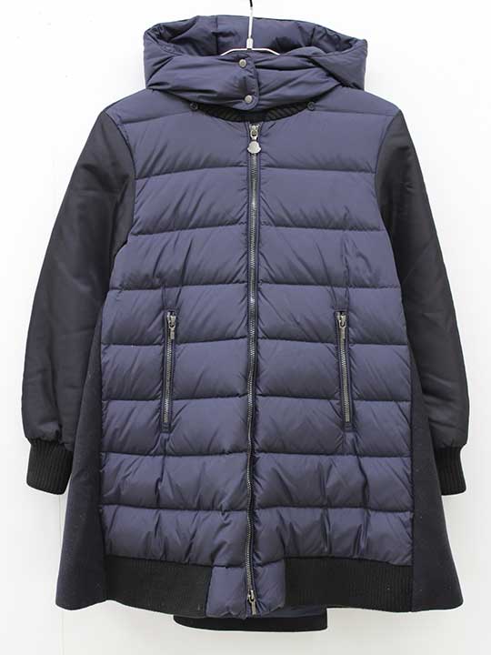 ◇モンクレール/Moncler◇140cm ダウンコート 紺×黒 フード取外可【中古】子供服 キッズ kids ジュニア 女の子 冬 otr 722142