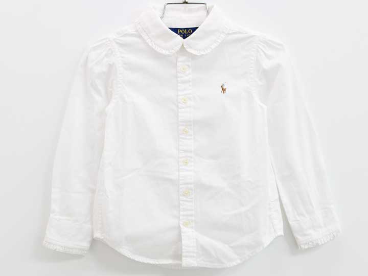 ◇ラルフローレン/Ralph Lauren◇100cm 長袖ブラウス/シャツ 白 フォーマル お稽古 通塾 見学会 通園 入園式 結婚式 七五三 冠婚葬祭 発表会 謝恩会【中古】子供服 キッズ kids 女の子 fml 121052