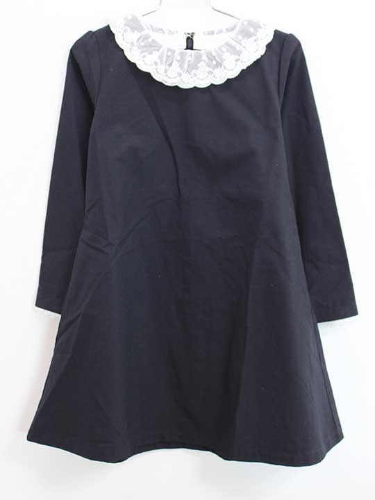 ◇ビーミング/B:MING by BEAMS◇120cm 長袖ワンピース 濃紺 衿取り外し可 フォーマル 入学式 卒園式 結婚式 七五三 冠婚葬祭 発表会 謝恩会【中古】子供服 キッズ kids 女の子 fml 721052