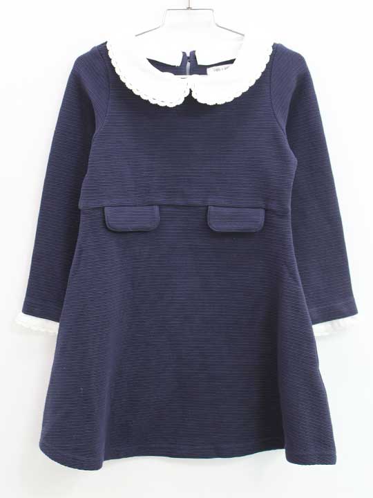 ◇ビーミング/B:MING by BEAMS◇110cm 長袖ワンピース 紺 衿取り外し可 フォーマル 入学式 卒園式 結婚式 七五三 冠婚葬祭 発表会 謝恩会【中古】子供服 キッズ kids 女の子 fml 721052