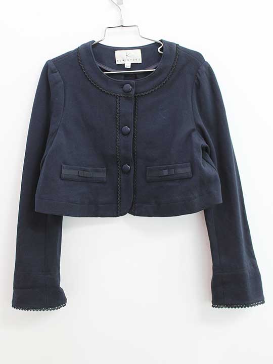 ◇組曲/KUMIKYOKU◇135cm ボレロ/ノーカラージャケット 濃紺 フォーマル 入学式 卒業式 結婚式 七五三 冠..