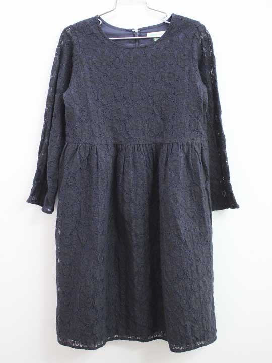 ◇ビームスミニ/BEAMS mini◇130cm 長袖ワンピース 濃紺 フォーマル 入学式 卒業式 卒園式 結婚式 七五三 冠婚葬祭 発表会 謝恩会【中古】子供服 キッズ kids 女の子 fml 812052