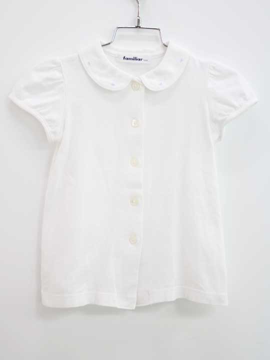 現行◇ファミリア/familiar◇100cm 半袖カットソーブラウス/カットソーシャツ 白 フォーマル お受験 お稽古 通塾 見学会 行動観察 通園 スクール 入園式 結婚式 七五三 冠婚葬祭 発表会 謝恩会【中古】子供服 キッズ kids 女の子 fml 122052