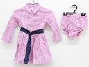 【SALE!】ラルフローレン 長袖シャツワンピース 80cm キッズ 女児 赤紫×白【中古】◇