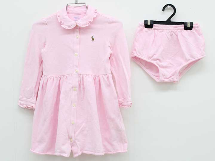 ラルフローレン 長袖ワンピース 90cm キッズ 女児 ピンク【中古】◇