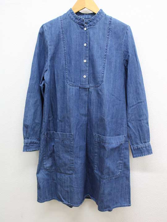 ‡A.P.C./アー・ペー・セー‡デニムシャツチュニック/長袖 インディゴ レディース 36【中古】春秋 703042