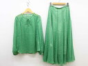 【SALE】‡LOUNIE/ルーニィ‡総柄シアーブラウスセットアップスカート/長袖/ロング丈 グリーン/緑 レディース 38/36 【中古】 春夏 213042