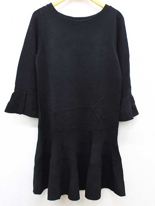 ‡TO BE CHIC/トゥー ビー シック‡コットンワンピース/長袖/膝丈 ブラック/黒 レディース 2 【中古】 春夏 213042
