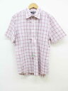 【夏SALE】Aquascutum/アクアスキュータム‡チェック柄半袖シャツ/半袖 ピンク系 メンズ L 【中古】夏 616042
