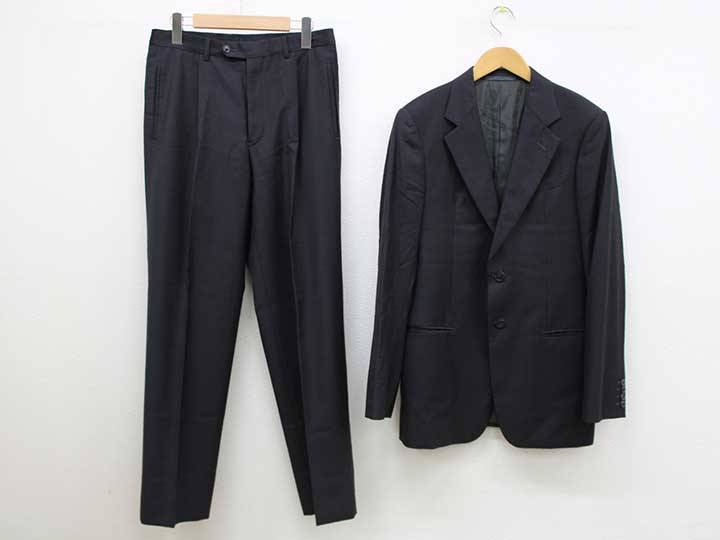 ‡ARMANI COLLEZIONI/アルマーニコレッツォーニ‡2Bスーツ/総裏/長袖/十分丈 ブラック/黒 メンズ 46【中古】春夏秋冬 biz 528042