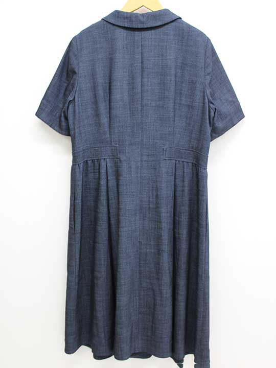 ‡Leilian/レリアン‡フロントジップワンピース/プルオーバー/半袖/ロング丈 ネイビー/紺 レディース 13 【中古】 春秋 onepi 110142