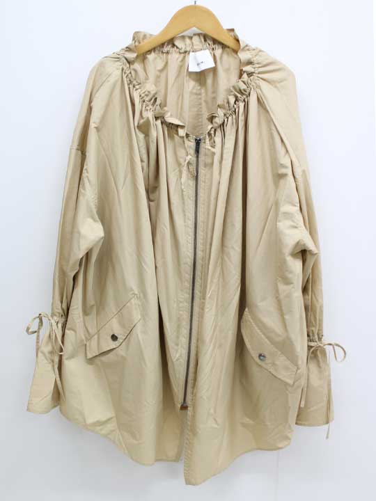 【SALE】‡EZUMi/エズミー‡オーバーサイズフリルジャケット/アウター/長袖/ミドル丈 ベージュ レディース F【中古】春秋 otr 412052