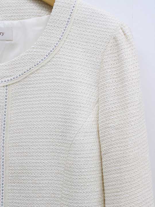 アリスバーリー ツイードジャケットセットアップスカートスーツ 7 レディース アイボリー【中古】‡