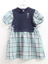 【夏SALE!】アナスイミニ 半袖ワンピース 110cm キッズ 女児 ミントグリーン 紺【中古品】●