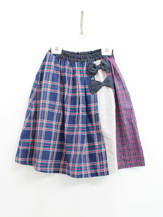 Rakuten - 【値下げ!】ケーピー ニットプランナー ロングスカート 130cm キッズ 女児 青系×ピンク【中古】●