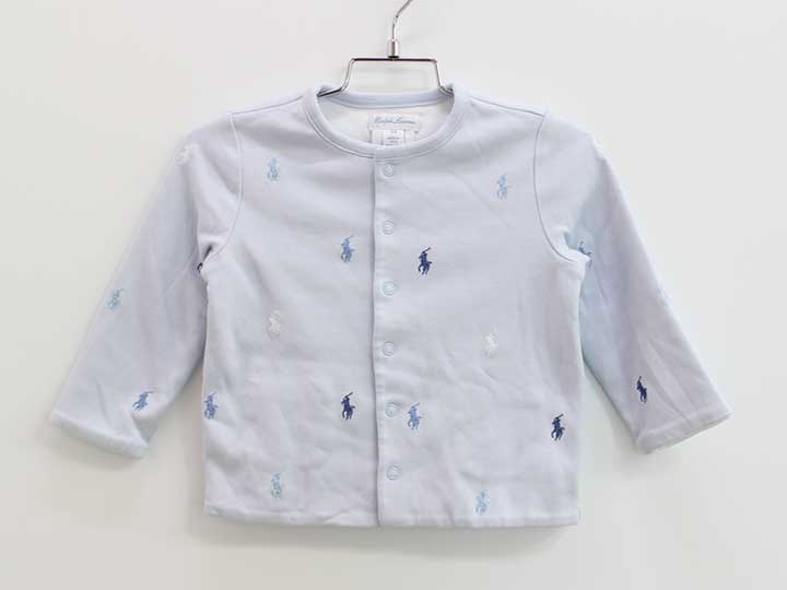 【楽天スーパーSALE!】ラルフローレン リバーシブルカーディガン 80cm キッズ 男児 水色×白【中古】●