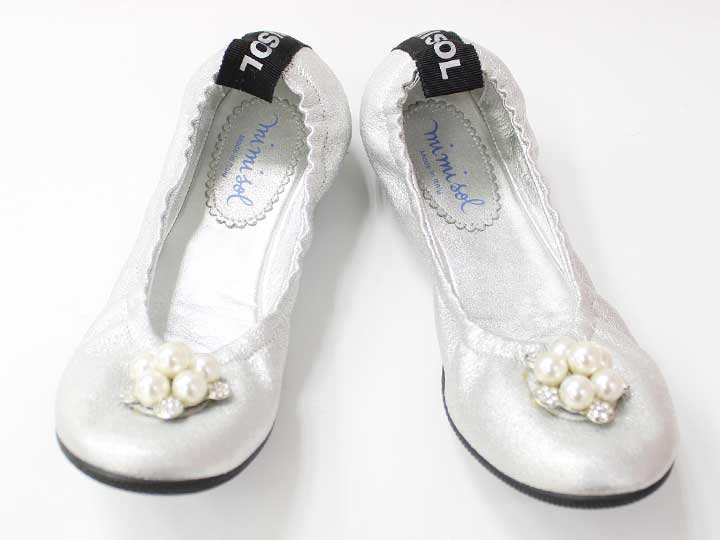 ミミソル フォーマルシューズ 23-23.5cm位 キッズ 女児 シルバー【中古】【新入荷!】●