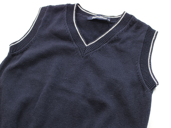 ファミリア ベスト 90cm キッズ 男児 濃紺 お受験【中古】●