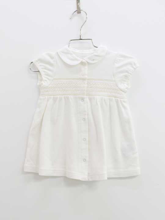ベベ 半袖ワンピース 70-80cm キッズ 女児 白【中古】●