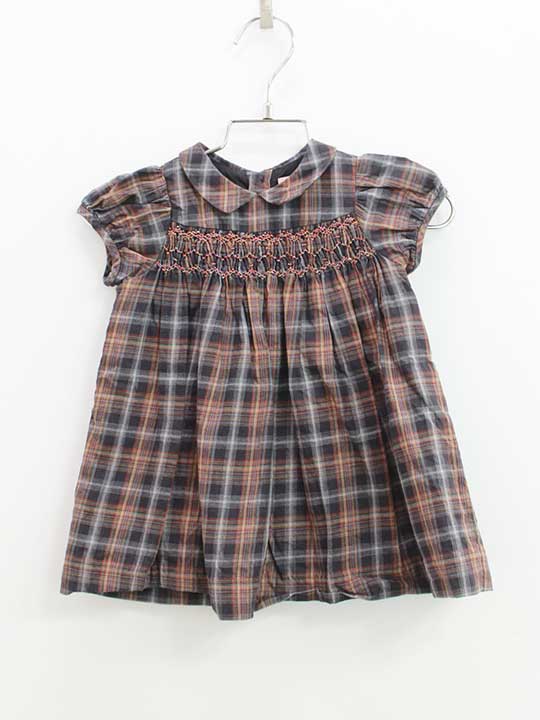 ボンポワン 半袖ワンピース 73cm キッズ 女児 茶色系 グレー【中古】●