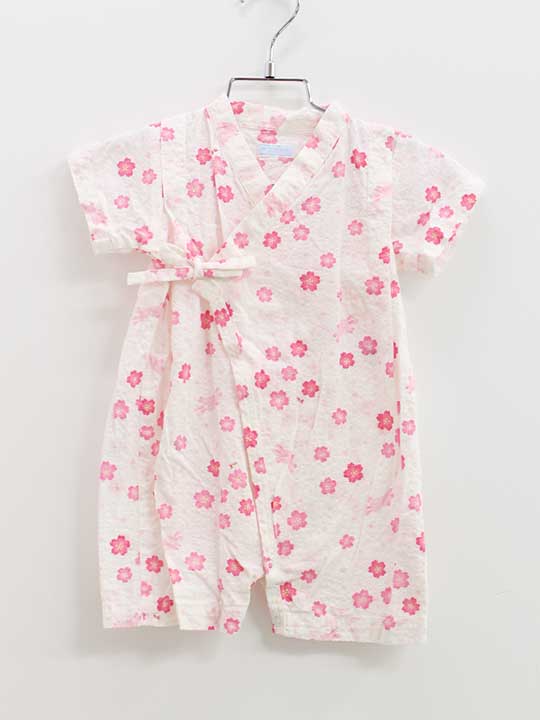 ミキハウス 甚平オール 60-70cm キッズ 女児 ピンク【中古】●