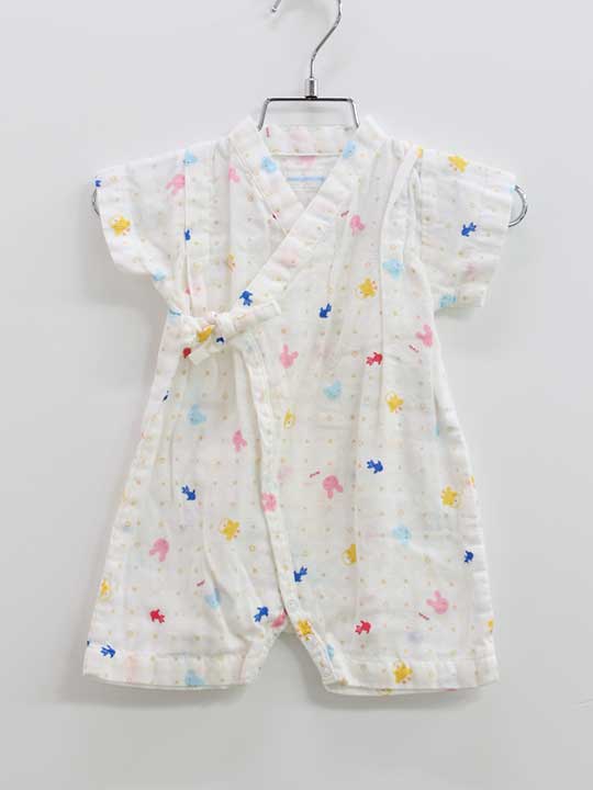 日式傳統衣物（女用） - ミキハウス 甚平オール 50-60cm キッズ 男児 女児 白【中古】●