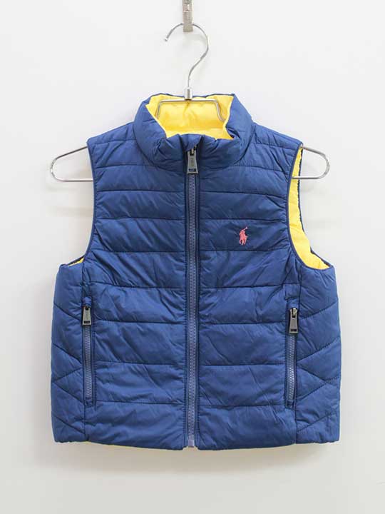 ラルフローレン 中綿ベスト 90cm キッズ 男児 女児 紺×黄色【中古】●