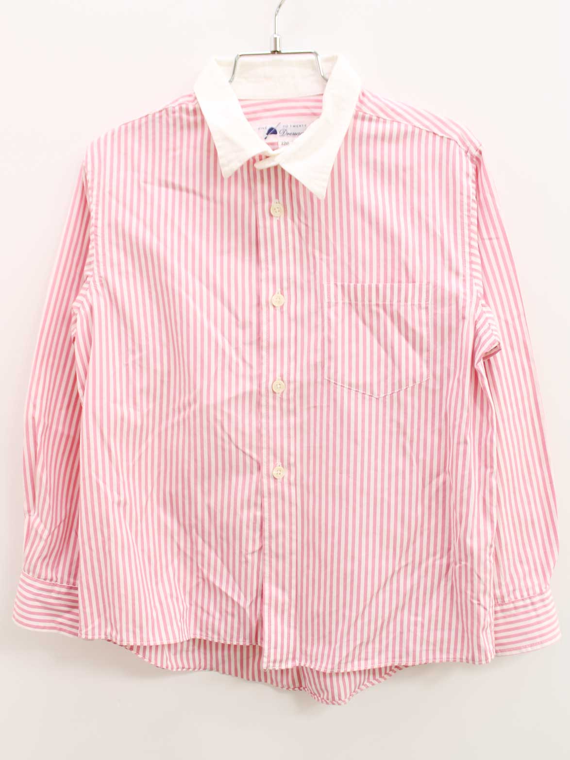 【新規値下げ!】＜ドレッサージュ/Dressage＞120cm 長袖シャツ 白×ピンク フォーマル お稽古 通塾 見学会 通学 七五三 卒業式 入学式 結婚式 発表会 謝恩会 冠婚葬祭【中古】子供服 キッズ kids 男の子 fml 601142