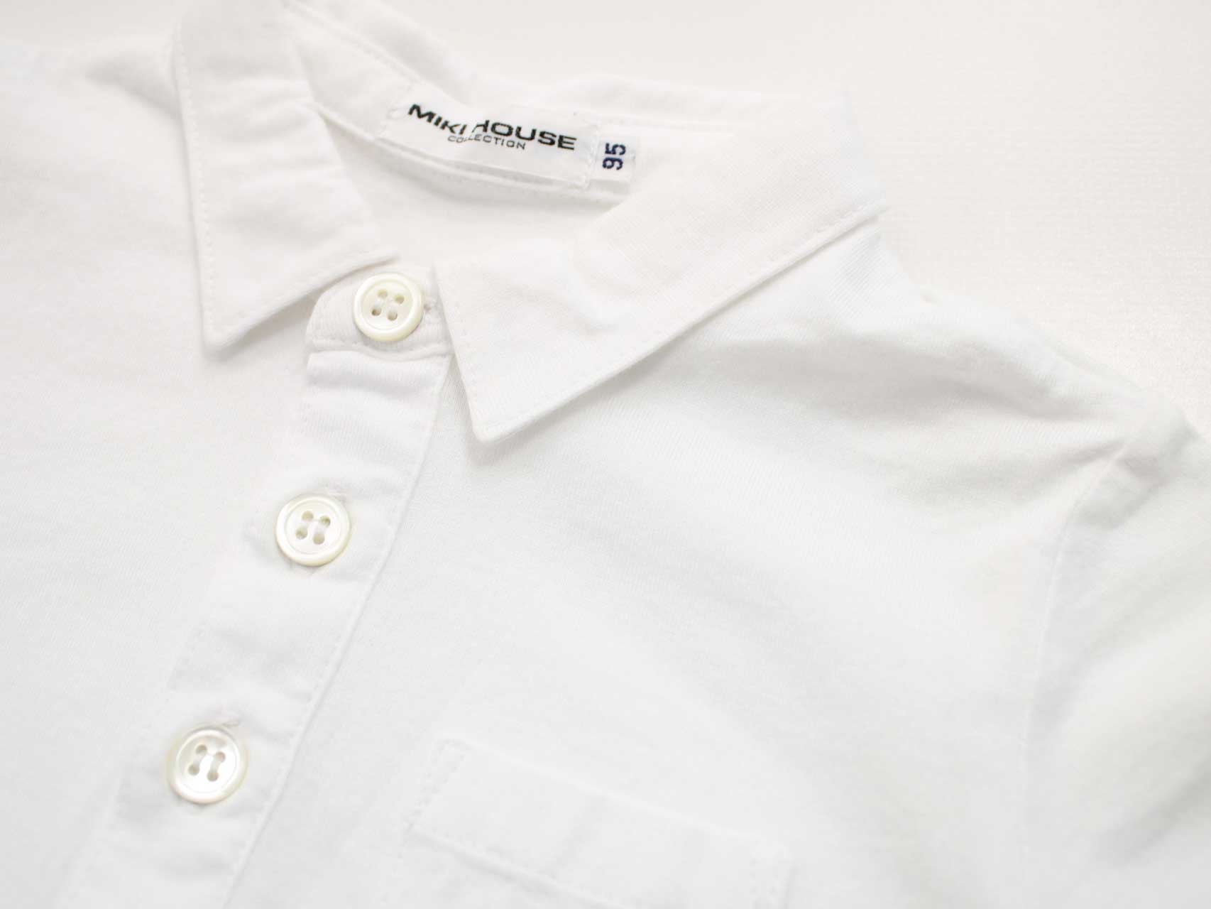 ＜ミキハウス/mikihouse＞95cm 半袖ポロシャツ 白 フォーマル お受験 行動観察 行動試験 見学会 説明会 お稽古 お教室 通塾 通園 スクール 冠婚葬祭【中古】子供服 キッズ kids 男の子 fml tops 022052