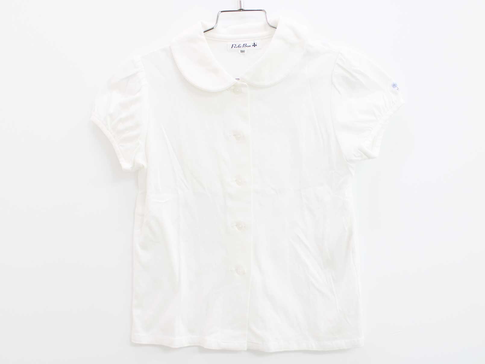 現行＜パールボン/Perle Bon＞110cm 半袖カットソーブラウス 白 フォーマル お受験 行動観察 行動試験 ..