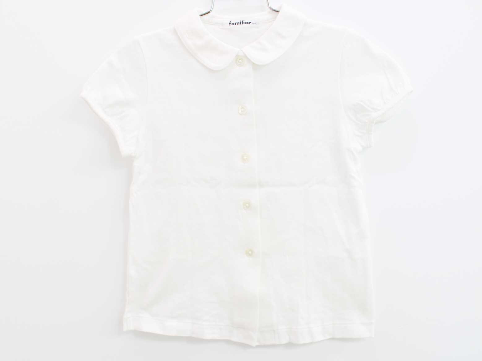 ＜ファミリア/familiar＞110cm 半袖カットソーブラウス 白 フォーマル お受験 行動観察 行動試験 見学会 説明会 お稽古 お教室 通塾 通園 スクール 冠婚葬祭【中古】子供服 キッズ kids 女の子 fml tops 422052