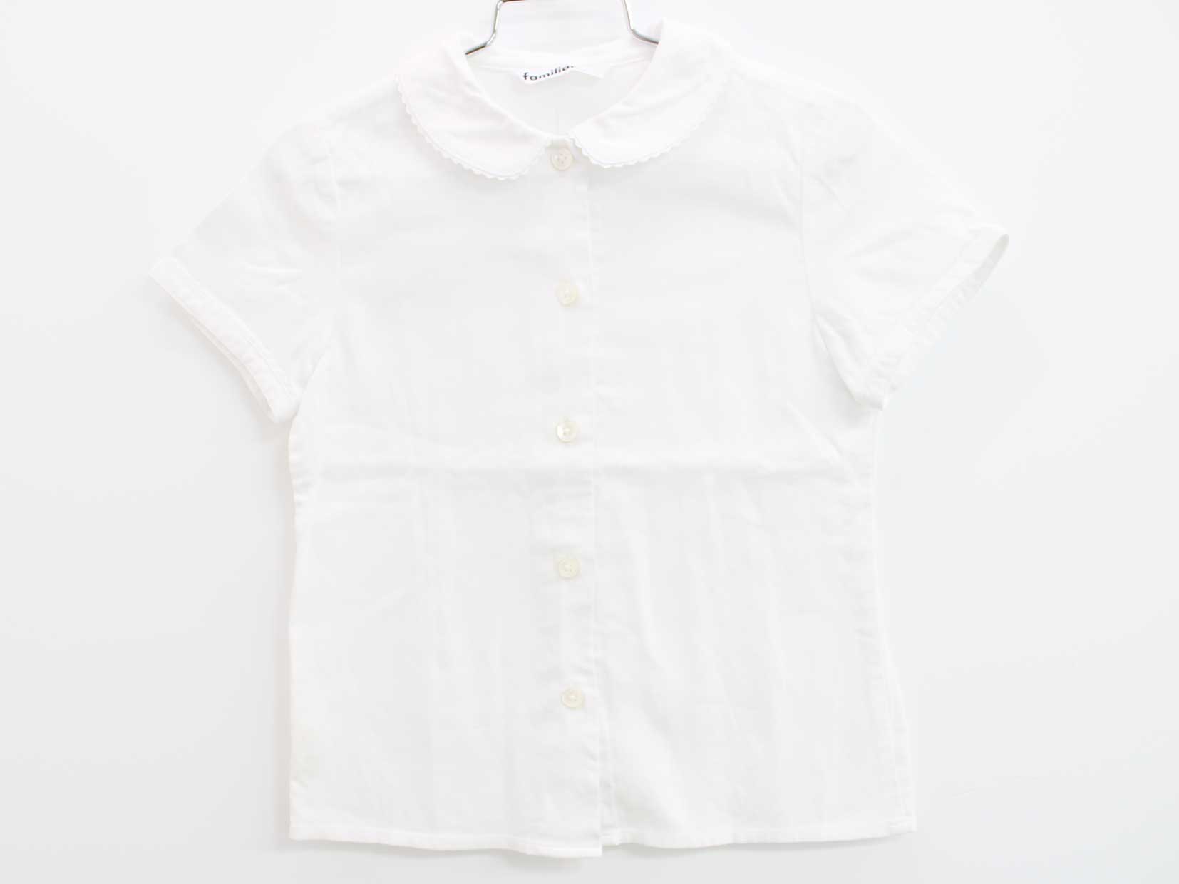 ＜ファミリア/familiar＞110cm 半袖ブラウス 白 フォーマル お受験 お稽古 通塾 見学会 面接 通園 スクール 入園式 結婚式 七五三 冠婚葬祭 発表会 謝恩会【中古】子供服 キッズ kids 女の子 fml tops 422052