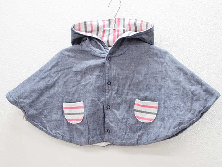 ＜シップス/SHIPS kids＞80cm位 リバーシブルマント/ポンチョ/ケープ 紺＆グレー×ピンク系【中古】子供服 キッズ kids ベビー服 baby 女の子 春秋 312032 otr 1