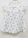 【夏SALE!】<プチバトー/PETIT BATEAU>110cm位 半袖ブラウス 白×緑【中古】子供服 キッズ kids 女の子 夏 tops 424042